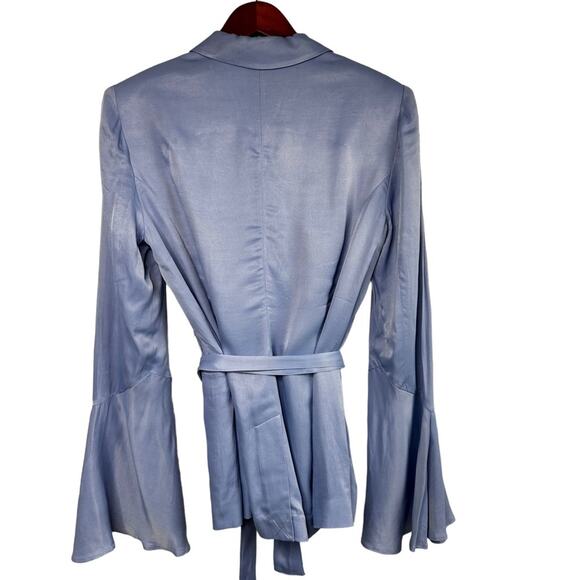 Free People Blazer Sz Small Frilled Cuff Lavender Satin Smooth Jacket  Romantic - Picture 8 of 15